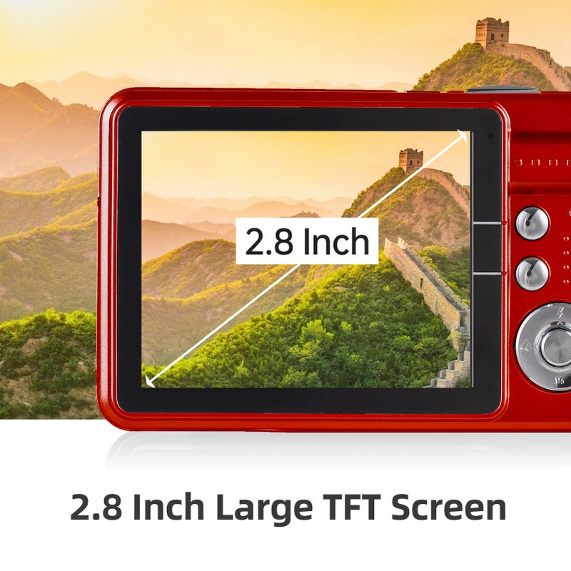 4K Digital Camera Video Camera Camcorder 48MP 2.8 Inch TFT Screen Auto Focus 16X Digital Zoom Anti-shake Face Detect Smile Capture Built-in Flash with 2pcs Batteries Festival Christmas Gift for Kids - Image 4