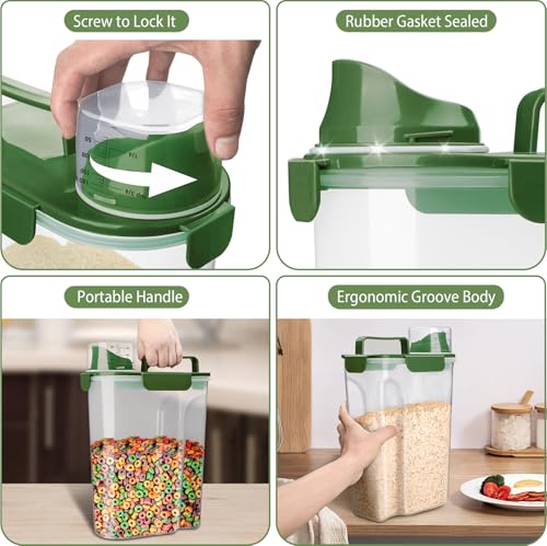Komzon Rice Container, Airtight Rice Storage Container 10lb, Cereal Containers Storage, BPA Free Food Dispenser with Pouring Spout Handle for Flour Pasta Grain, Pet Dog Cat Bird Food Storage Container - Image 4