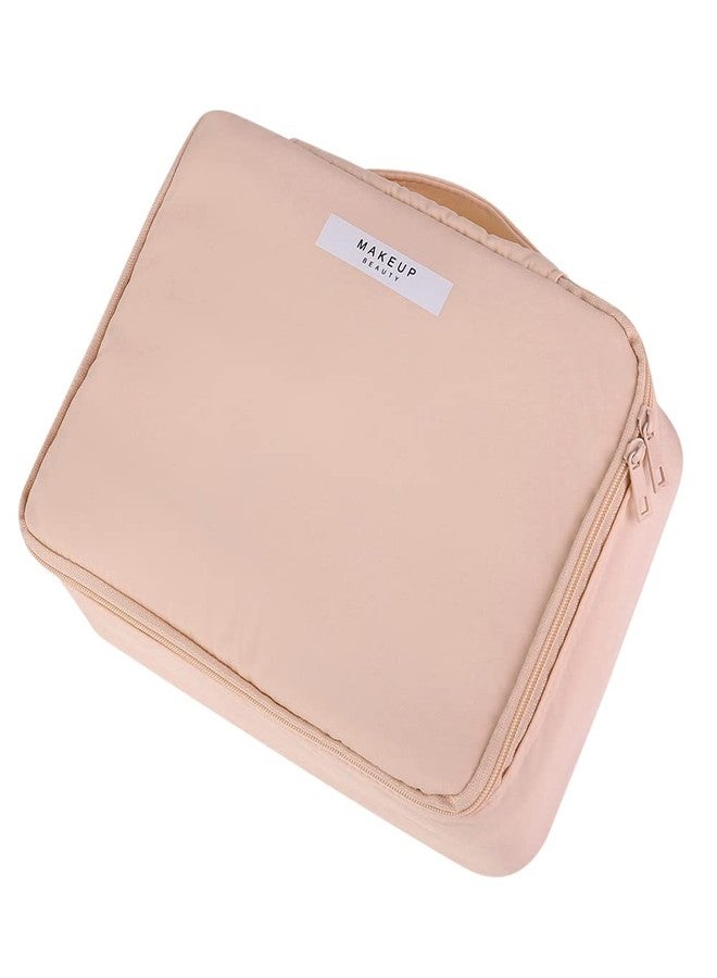 Yeiotsy Cosmetic Bag, Pastel Shade Travel Makeup Bags 2 in 1 Toiletry Kit Organizer with Brush Holders, Pink - Image 3