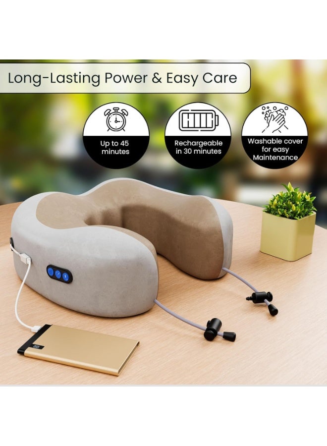 Rechargeable Electric Neck Massage Pillow - Pure Memory Foam for Support & Pain Relief - Portable Travel Massager for Airplane, Flight, Home & Office Use - Image 2