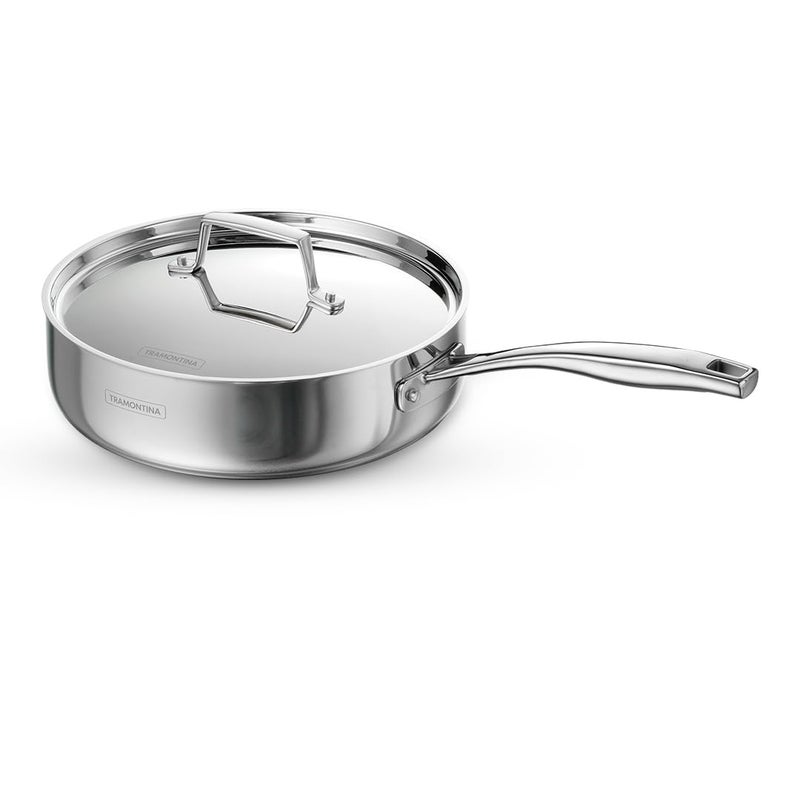 TRAMONTINA TRAMONTINA Aeion Triply 24cm28L Saute Pan with SS 304 Lid Healthy Non Toxic Curry StirFry Deep Fry Saute Induction Friendly Stay Cool Handle NSF Certified 10 Year Warranty  - Image 1