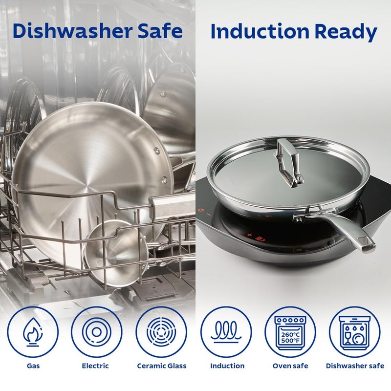 TRAMONTINA TRAMONTINA Aeion Triply 24cm28L Saute Pan with SS 304 Lid Healthy Non Toxic Curry StirFry Deep Fry Saute Induction Friendly Stay Cool Handle NSF Certified 10 Year Warranty  - Image 5