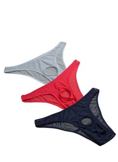 SYOSI Men's Mesh Briefs Ice Silky Thongs Lingerie Breathable Underwear See-Through Underpants Men's Athletic Supporter Fashion Gift for Boyfriend or Husband 3 Pcs  - Image 1