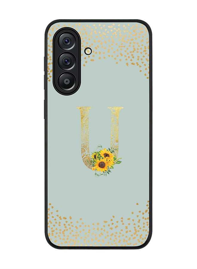 Stylizedd For Samsung Galaxy A36 5G Case,Slim fit Camera Protection, Shockproof Thin Phone cover  - Custom Floral Monogram - U  (Light Grey ) - Image 1