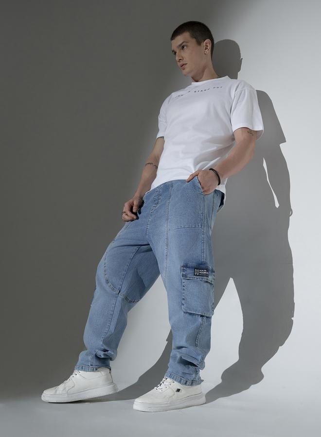 Hubberholme Light Blue Relaxed Fit Jeans Solid design crafted from 100% Cotton with Button closure.  - Image 1