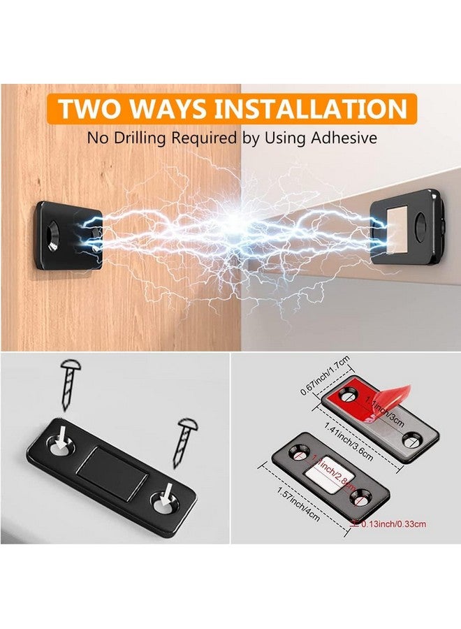 Boniry Magnetic Door Catch,Ultra Thin Cabinet Magnetic Catch with Strong Adhesive Sticker & Screws, Slim Drawer Magnets Locks Furniture Safety Latches (Black, 8) - Image 4