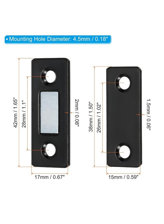 Boniry Magnetic Door Catch,Ultra Thin Cabinet Magnetic Catch with Strong Adhesive Sticker & Screws, Slim Drawer Magnets Locks Furniture Safety Latches (Black, 8) - Image 2