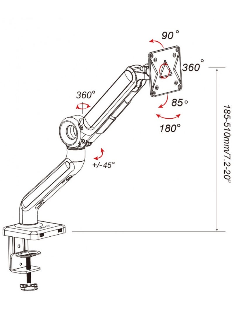 Devo - Devo Gaming Monitor Arm - Flexi Pro 1 - Black - Image 1