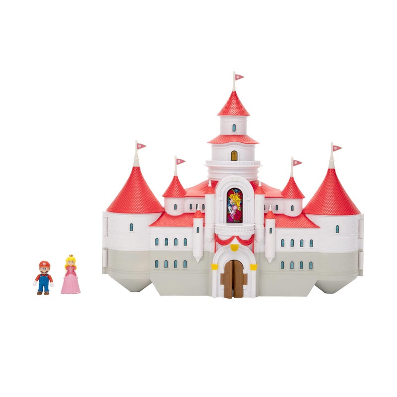 Super Mario Bros. Movie Mushroom Kingdom Castle Playset â€“ Includes 1.25â€ Mario & Princess Peach Mini Figures â€“ Interactive Movie Training Grounds â€“ Ages 3+ - Image 1