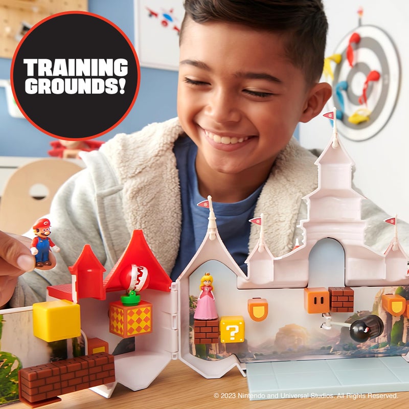 Super Mario Bros. Movie Mushroom Kingdom Castle Playset â€“ Includes 1.25â€ Mario & Princess Peach Mini Figures â€“ Interactive Movie Training Grounds â€“ Ages 3+ - Image 3