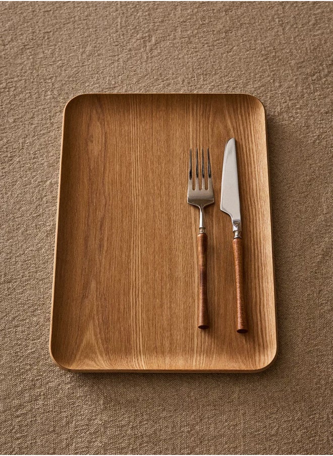 Trust Rectangular Natrual Ash Wood Veneer Serving Tray Light Brown 28X20CM  - Image 3