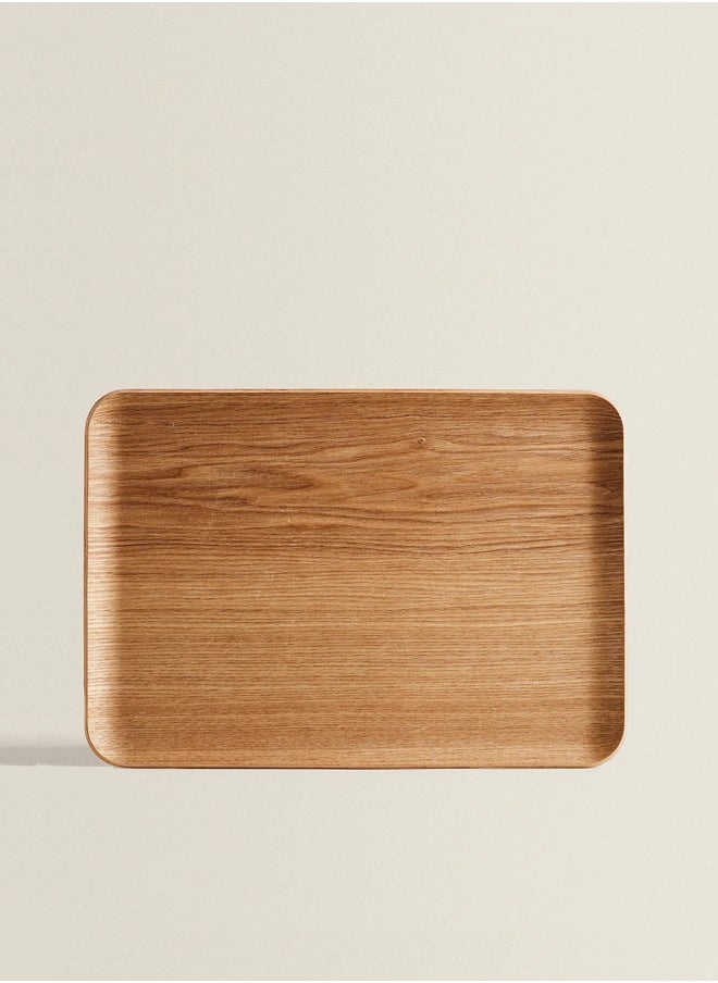 Trust Rectangular Natrual Ash Wood Veneer Serving Tray Light Brown 28X20CM  - Image 1