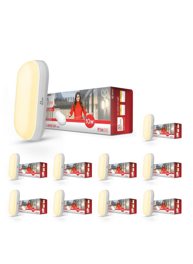 Murphy 10W LED Oval Shape Bulkhead Wall Lamp | IP66 Waterproof Outdoor Light for Gardens, Porches & Bathrooms | Warm White, Pack of 10 | 2-Year Warranty - Image 1