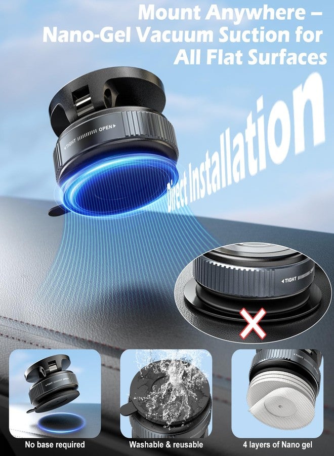 CloudValley حامل هاتف السيارة اللاسلكي السريع الشحن CloudValley 15W، حامل هاتف مغناطيسي بامتصاص فراغ جل نانو، حامل سيارة قابل للتعديل 360° لهواتف iPhone 17/16/15/14/13، قبضة قوية على الأسطح الخشنة - Image 3