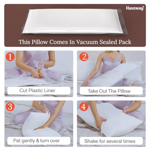 HAUSWAY Soft Pillows for Sleeping | Height Adjustable Microfiber Sleeping Pillow for Neck Pain and Shoulder Pain | Pillows Set 2 | Breathable & Washable | 41x61 cm | White Stripe | 6 Months Warranty - Image 5