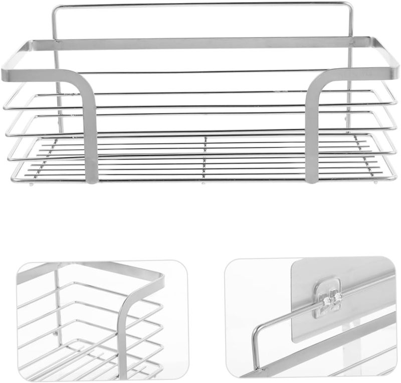 VOSAREA 304 Stainless Steel Wall Mounted Shower Shelf Waterproof Towel Rack for Bathroom and Kitchen No Drilling Punch-Free Design Floating Storage Shelf for Easy Organization - Image 5