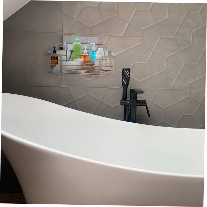 VOSAREA 304 Stainless Steel Wall Mounted Shower Shelf Waterproof Towel Rack for Bathroom and Kitchen No Drilling Punch-Free Design Floating Storage Shelf for Easy Organization - Image 2