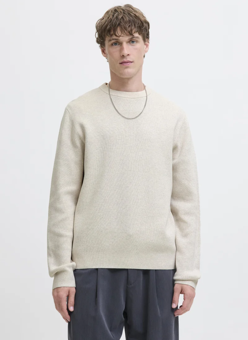 Knitted Crew Neck Long Sleeve Sweater
