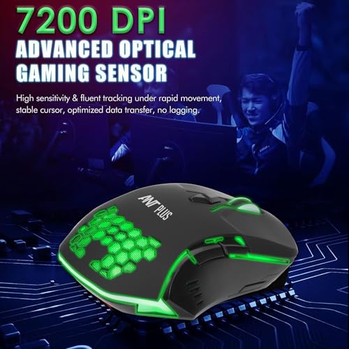 Ant Plus Ghost 30 Ergonomic 7200 DPI RGB Optical Wired Gaming Mouse Mice 7 Buttons Compatible Mac Pro Gamer PC Laptop Desktop Notebook-Black - Image 2