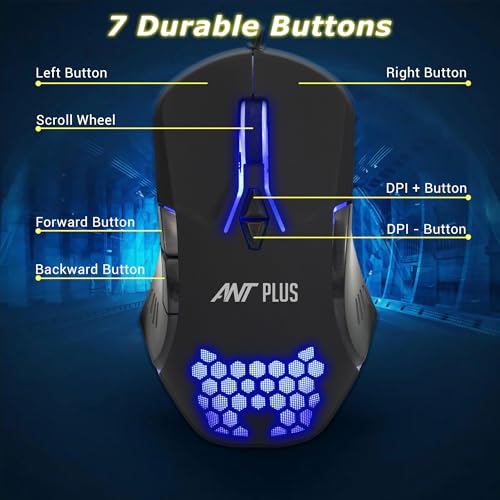 Ant Plus Ghost 30 Ergonomic 7200 DPI RGB Optical Wired Gaming Mouse Mice 7 Buttons Compatible Mac Pro Gamer PC Laptop Desktop Notebook-Black - Image 5