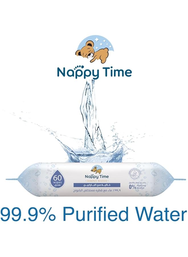 Nappy time Baby Wipes 99.9% Pure Water With Chamomile Extract Fragrance Alcohol And Paraben Free Baby Wipes Safe For New Born Skin Pack Of 9 Pouches X60 Sheets 540 Wipes - Image 3
