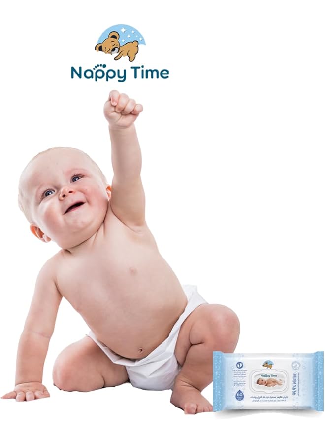 Nappy time Baby Wipes 99.9% Pure Water With Chamomile Extract Fragrance Alcohol And Paraben Free Baby Wipes Safe For New Born Skin Pack Of 9 Pouches X60 Sheets 540 Wipes - Image 2