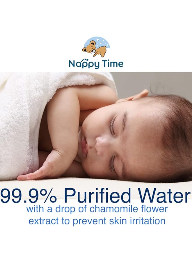 Nappy time Baby Wipes 99.9% Pure Water With Chamomile Extract Fragrance Alcohol And Paraben Free Baby Wipes Safe For New Born Skin Pack Of 9 Pouches X60 Sheets 540 Wipes - Image 5