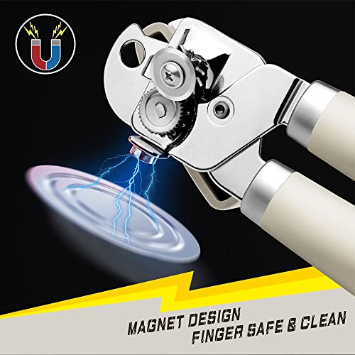 PrinChef Can Opener Manual, Can Tin Bottle Opener with Magnet - No-Trouble-Lid-Lift, Handheld Can Opener Smooth Edge with Sharp Blade, Heavy Duty and Easy to Use, for Seniors with Arthritis, White - Image 2