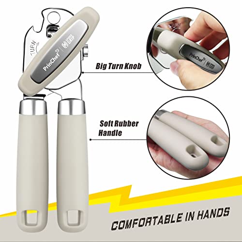 PrinChef Can Opener Manual, Can Tin Bottle Opener with Magnet - No-Trouble-Lid-Lift, Handheld Can Opener Smooth Edge with Sharp Blade, Heavy Duty and Easy to Use, for Seniors with Arthritis, White - Image 4
