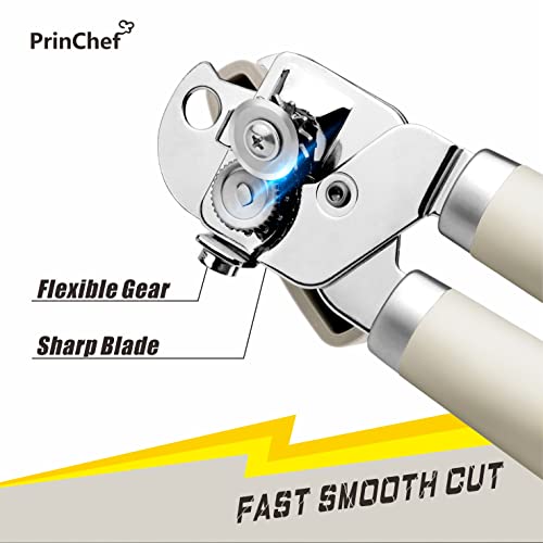 PrinChef Can Opener Manual, Can Tin Bottle Opener with Magnet - No-Trouble-Lid-Lift, Handheld Can Opener Smooth Edge with Sharp Blade, Heavy Duty and Easy to Use, for Seniors with Arthritis, White - Image 3