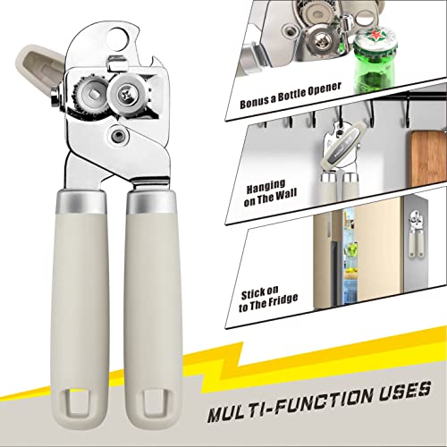 PrinChef Can Opener Manual, Can Tin Bottle Opener with Magnet - No-Trouble-Lid-Lift, Handheld Can Opener Smooth Edge with Sharp Blade, Heavy Duty and Easy to Use, for Seniors with Arthritis, White - Image 5
