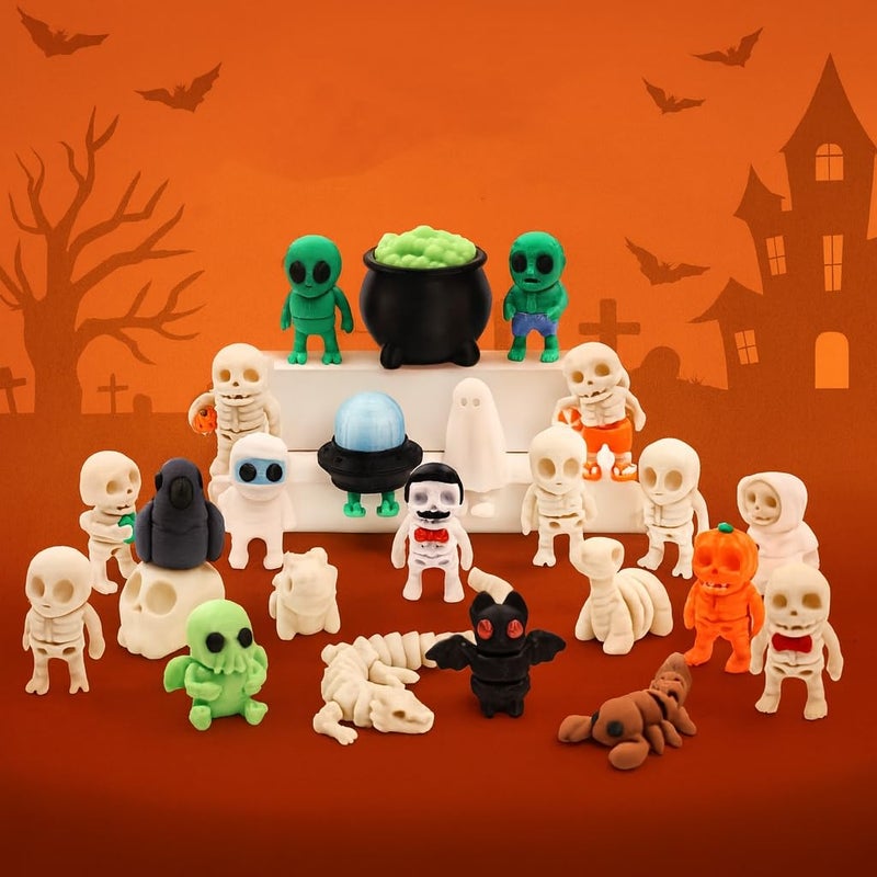NEXT STOP M Mini 3D Printed Figurines Set for Valentines Day Gift Decorations Articulated Flexible and Exquisitely Skeleton Zombie Alien - Image 3