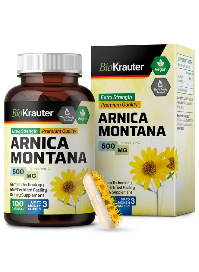 BIO KRAUTER BIO KRAUTER Arnica Montana Capsules - 500 mg Arnica Capsules for Bruising and Swelling - Vegan - 100 Count  - Image 1