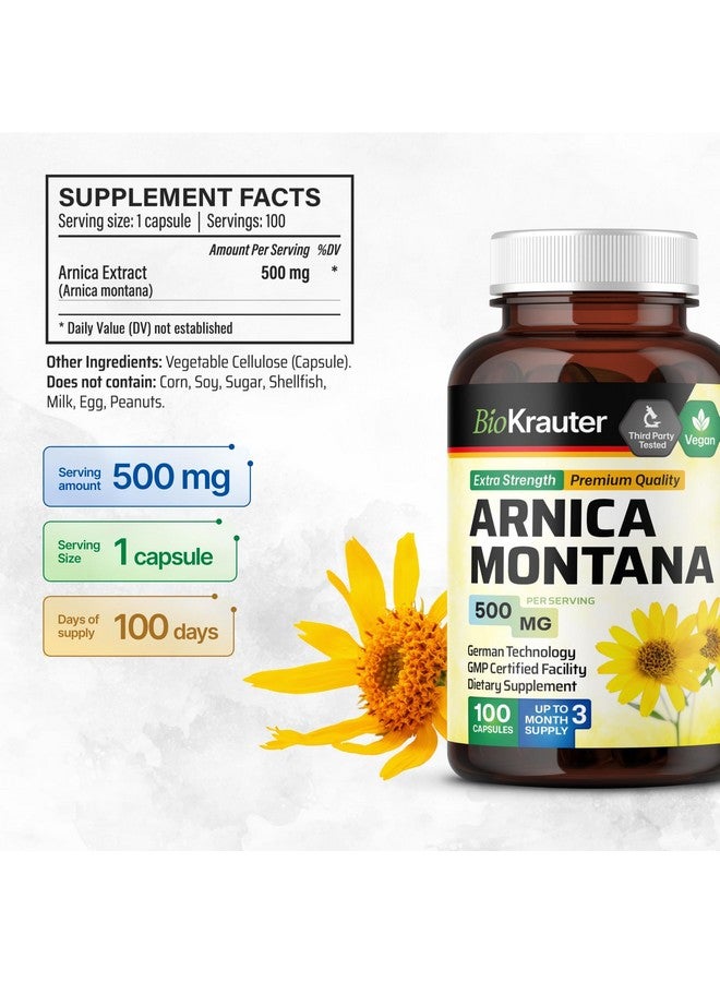 BIO KRAUTER BIO KRAUTER Arnica Montana Capsules - 500 mg Arnica Capsules for Bruising and Swelling - Vegan - 100 Count  - Image 3