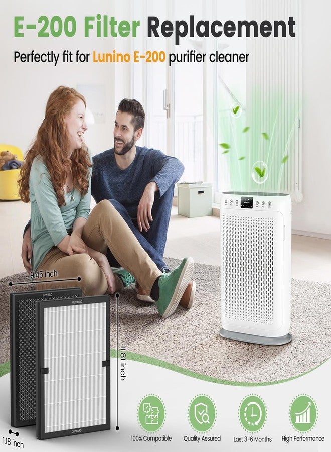 isinlive E-200 filter Replacement Compatible with LUNINO E-200 Air purifier for Home Large Room up to 1740sq.ft, 3-Stage Filtration with HEPA Air filter for Dust, Smoke, Dander, Pollen, 2 Pack - Image 2