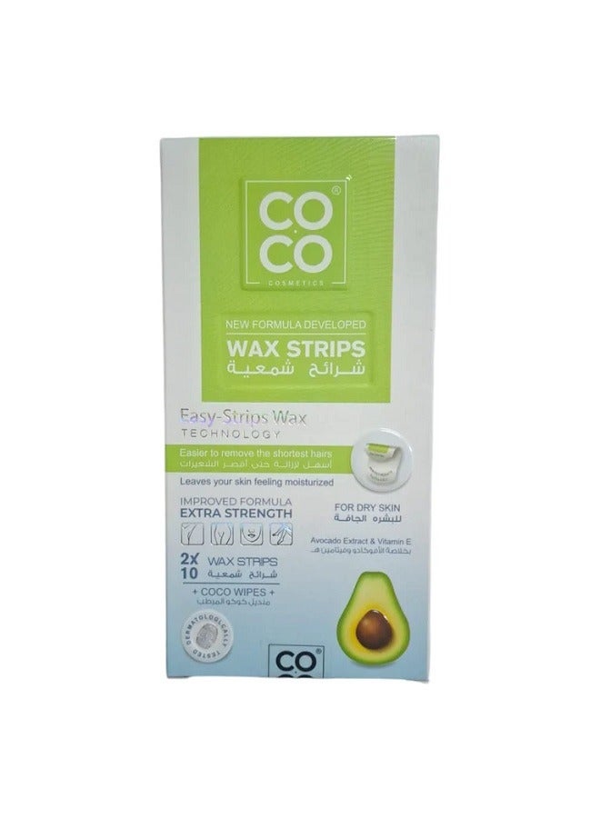 WAX STRIPS AVOCADO FOR DRY SKIN 10WAX STRIPS