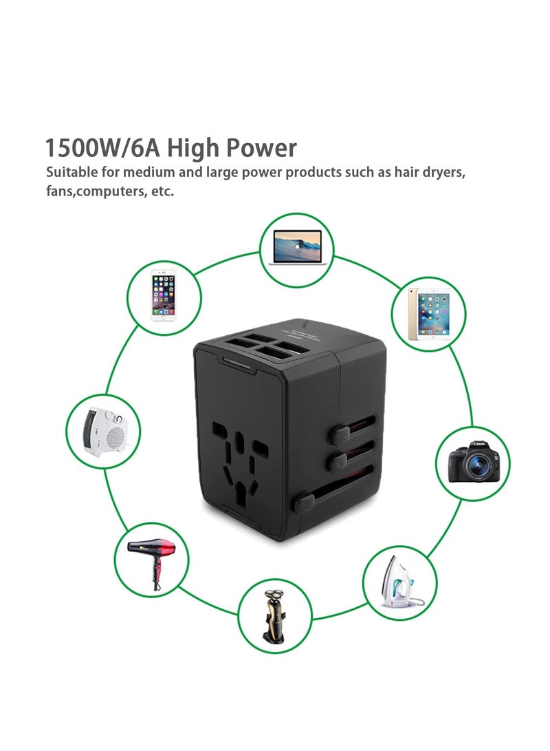 Travel Universal Plug Adapter International Power Adapter with 3 USB Ports 1 Type-C Port Travel Essentials for Europe US, EU, UK, AU 160 Countries with Storage Case - Image 3