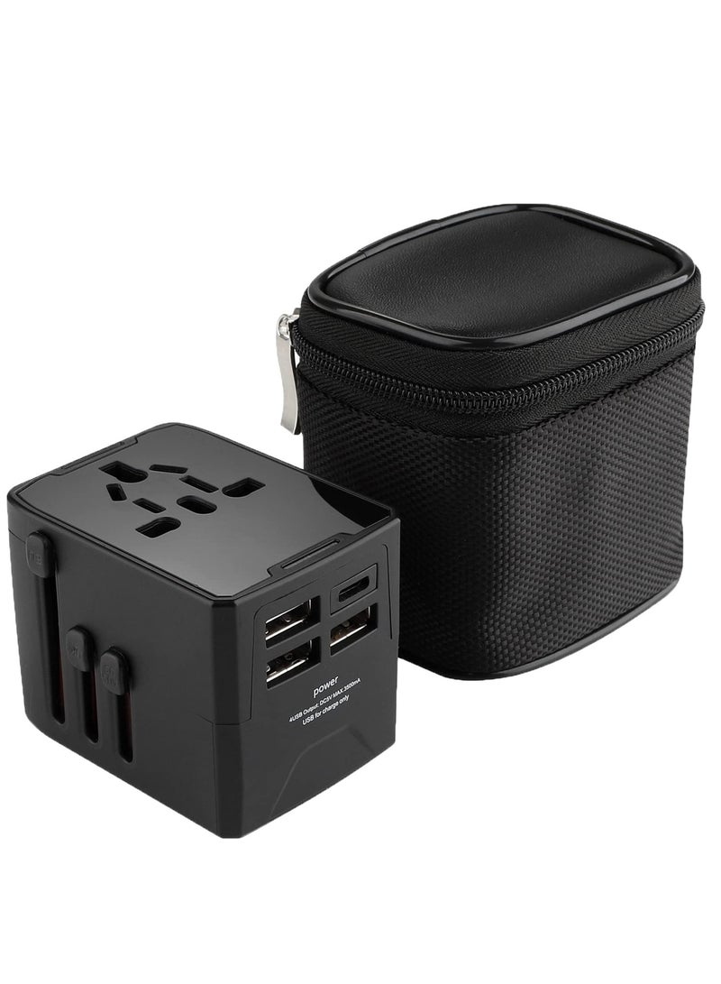 Travel Universal Plug Adapter International Power Adapter with 3 USB Ports 1 Type-C Port Travel Essentials for Europe US, EU, UK, AU 160 Countries with Storage Case - Image 1