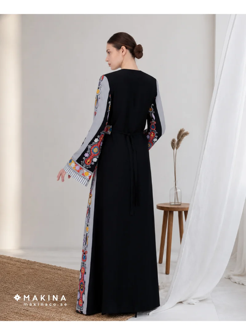 MAKINA Fallahi Bisht with Mubrad Fabric and Handmade Aghabani Embroidery