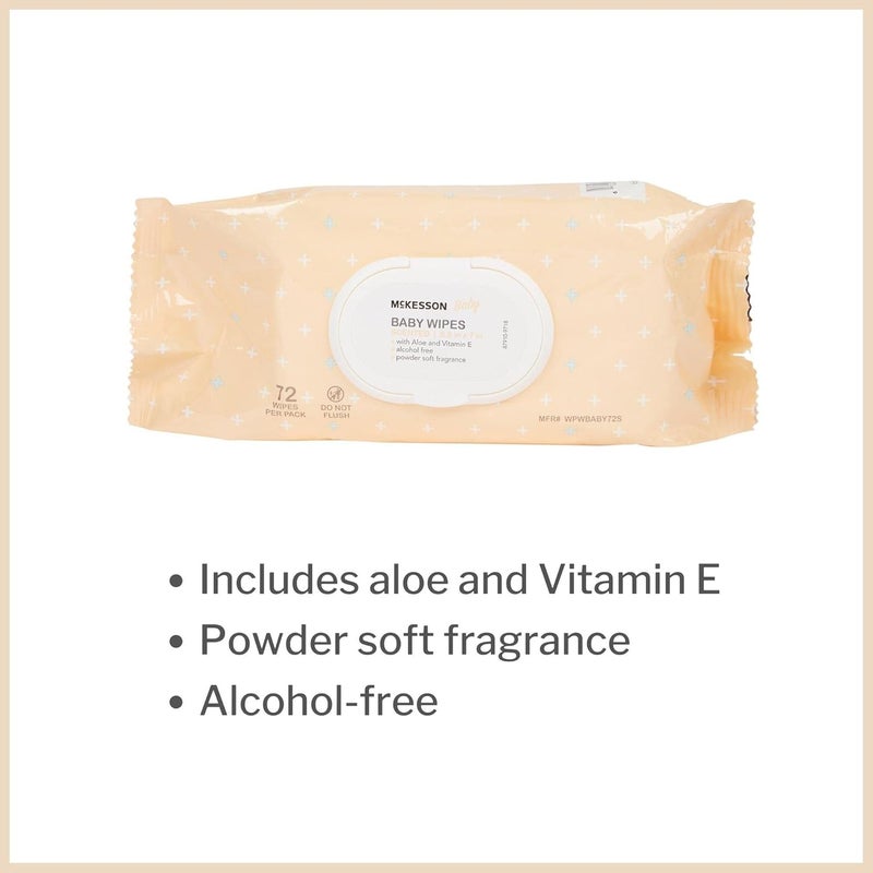 McKesson Baby Wipes  Scented with Powder Soft Fragrance Contains Aloe and Vitamin E  68 in x 7 in 72 Wipes 1 Pack - Image 2