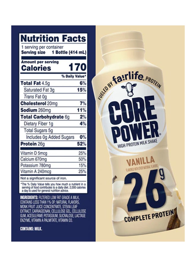 Fairlife فيرلايف كور باور حليب شيك عالي البروتين بنكهة الفانيليا 414 مل، مع 26G بروتين - Image 2