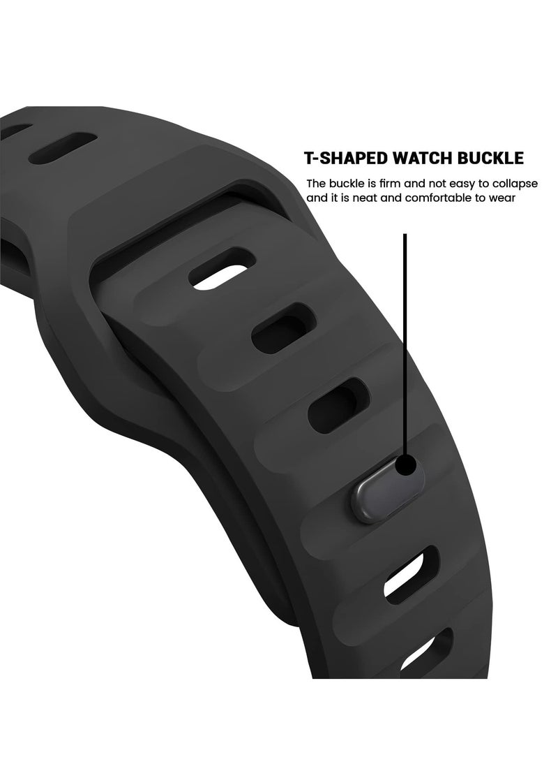 Compatible with Apple Watch Band 38mm 40mm 41mm 42mmBands for Men Women, Unique Rugged Design Silicone Wristband Strap for iWatch Series 11/10/9/8/7/6/5/4/3/2/1/SE  Black - Image 3