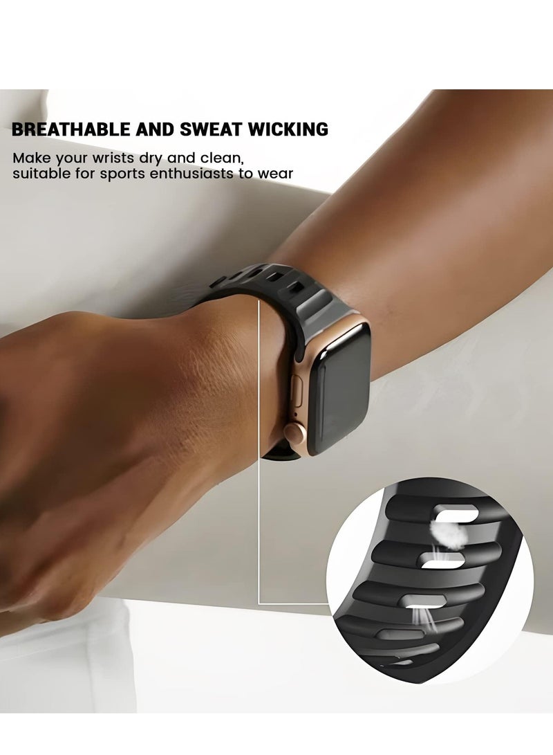 Compatible with Apple Watch Band 38mm 40mm 41mm 42mmBands for Men Women, Unique Rugged Design Silicone Wristband Strap for iWatch Series 11/10/9/8/7/6/5/4/3/2/1/SE  Black - Image 5