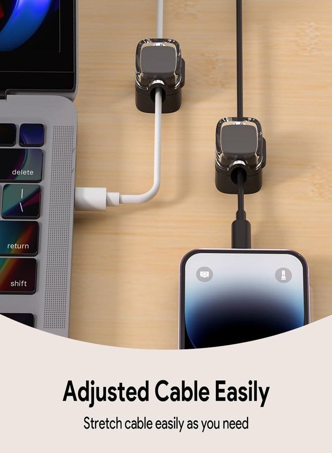 COOCAT 9-Pack Magnetic Cable Clips, Adjustable Cord Holder for Under Desk Cable Management, Adhesive Wire Keeper Organizer for Home Office Desk Phone PC Car Wall Desktop Nightstand Appliance (Black Crystal) - Image 5