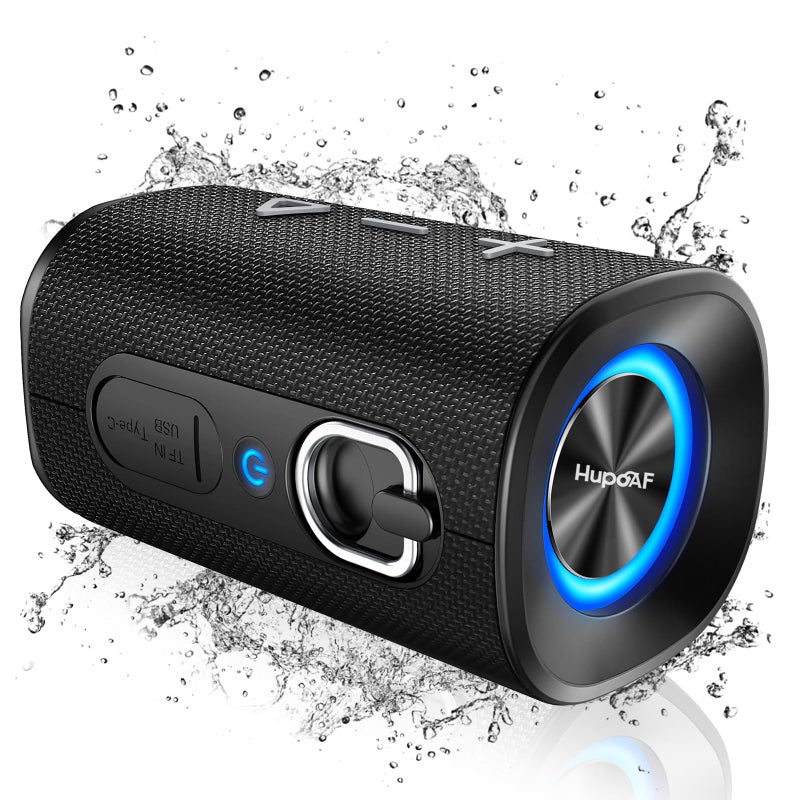 Hupoaf Bluetooth 5.4 Speaker, 2026 Wireless Bluetooth Speaker with 20W Stereo Deep Bass, HD Call, Colorful RGB Lights, TF-Card USB, TWS Pairing, IP-X7 Waterproof for Travel Party Home Beach Indoor Outdoor - Image 1