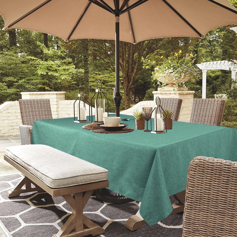 youngseahome Outdoor Tablecloth WrinkleFree Stain Resistant Waterproof Polyester Fabric Table Cover with Zipper Umbrella Hole for PicnicPartyDinnerPatio Garden6084inchZipperedGreen