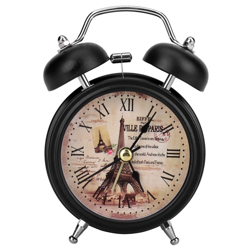 Eiffel Mini Digital Alarm Clock: Black Premium Metal Compact Design - Completely Mute Night Light Function Small Alarm Clock for Bedroom Table Students - Image 1
