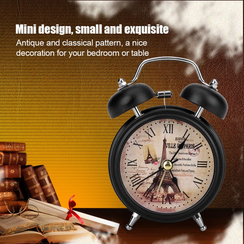 Eiffel Mini Digital Alarm Clock: Black Premium Metal Compact Design - Completely Mute Night Light Function Small Alarm Clock for Bedroom Table Students - Image 3