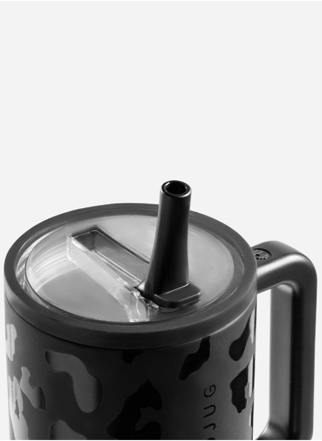 HydroJug - Water Bottle with Handle & Flip Straw , Leak Resistant Tumbler-Reusable Insulated Stainless Steel & Rubber Base - Gifts for Women & Men, Black,32 oz - Image 1
