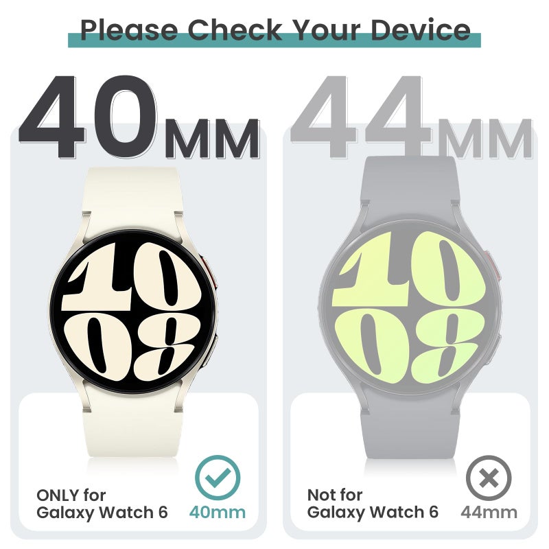 Tensea Multipack for Samsung Galaxy Watch 6 Screen Protector Case 40mm Accessories, Hard PC Bumper/HD Anti-Fog Tempered Glass Protective Film, Face Cover Set, Galaxy Watch 6 Case for Women Men - Image 2